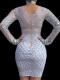 White Sliver Rhinestone Dress