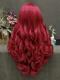 Custom red wave synthetic drag wig