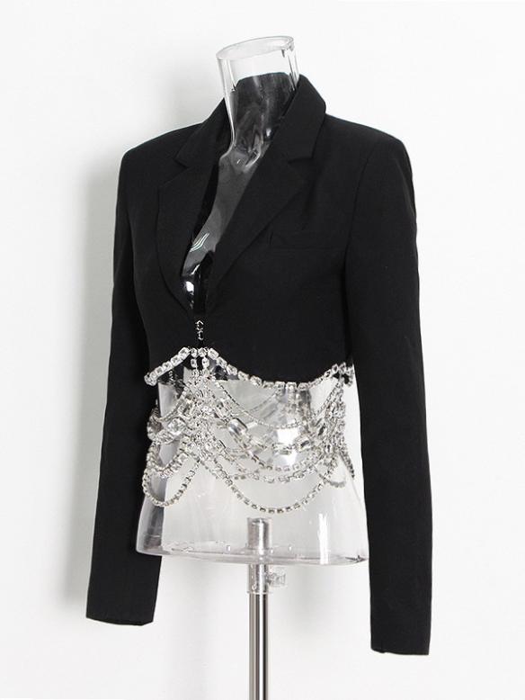Black Rhinestone Chain Suit