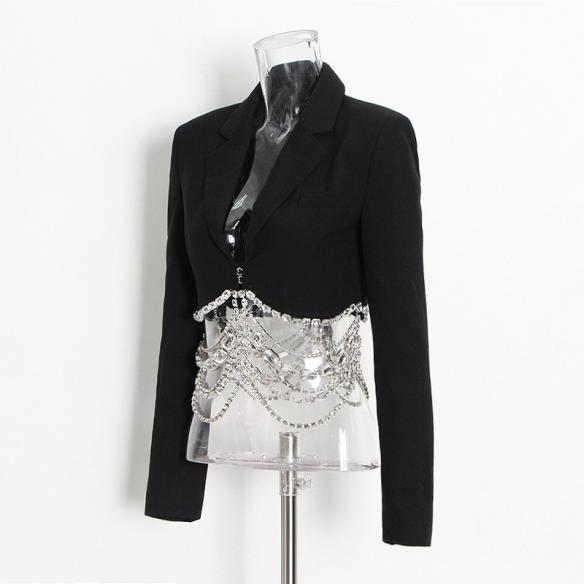Black Rhinestone Chain Suit