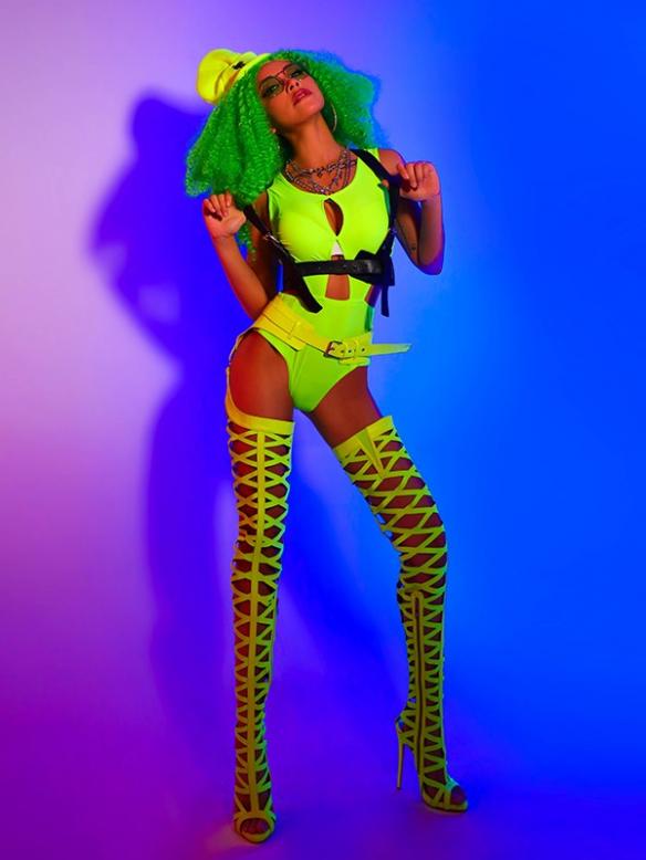 Full Set Fluorescent Green Drag Suits（includes wig）