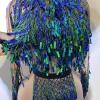 Blue and Green Sequin Tassel Dress