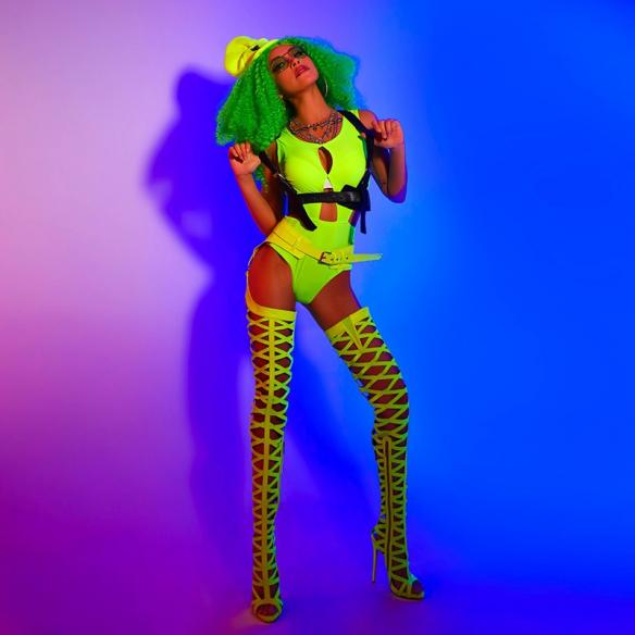 Full Set Fluorescent Green Drag Suits（includes wig）