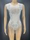 White Tassel & Rhinestone Leotard