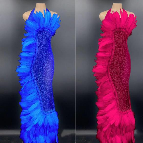 8 Colors Feather Bead Dress