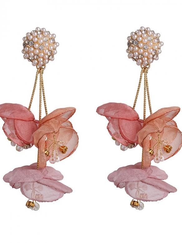 4 Colors Chiffon Crystal Earrings