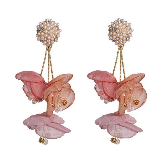 4 Colors Chiffon Crystal Earrings