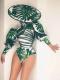 Green Leave Print Leotard (include hat)