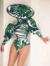Green Leave Print Leotard (include hat)