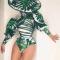 Green Leave Print Leotard (include hat)