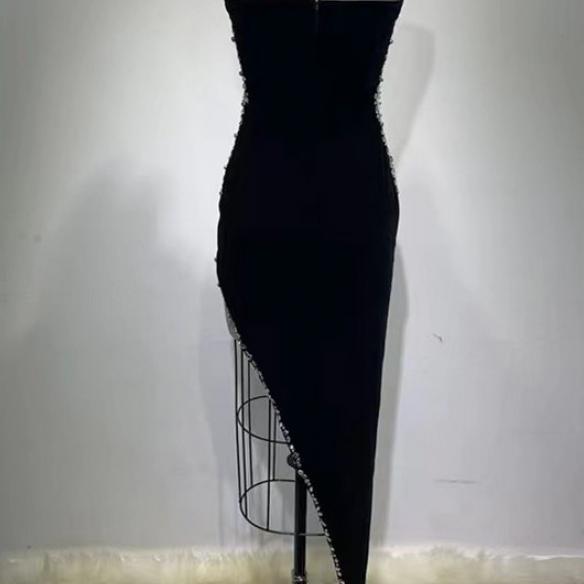 Black rhinestone tube top dress