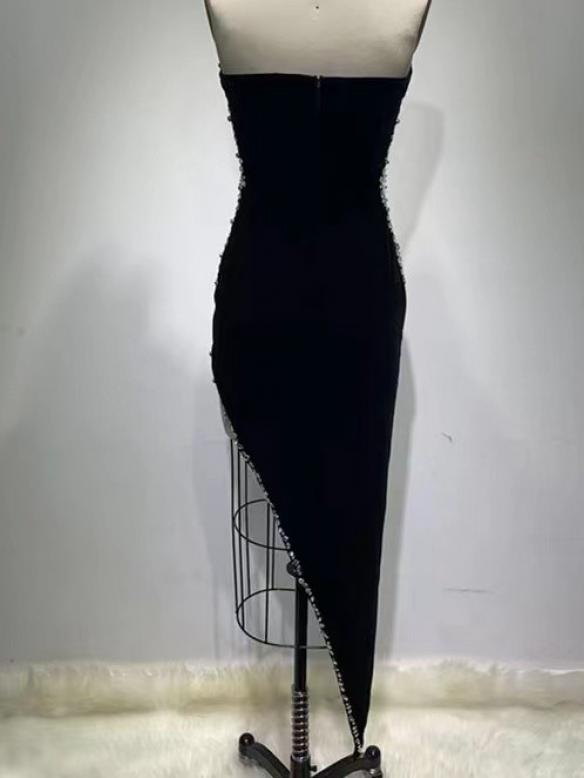 Black rhinestone tube top dress