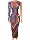 Rainbow Tight One Sleeve Sexy Gown