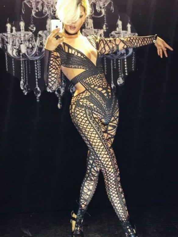 Black Pattern Drag Bodysuit