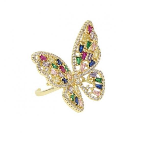 Hollow Iced Out Butterfly Ring