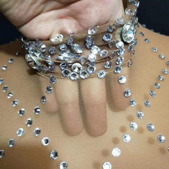 Skincolor Sparkly Rhinestone Dress