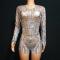 Skincolor Silver Sequin Bodysuit