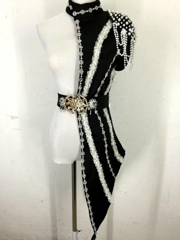 Black & Red Half Unique Style Dress