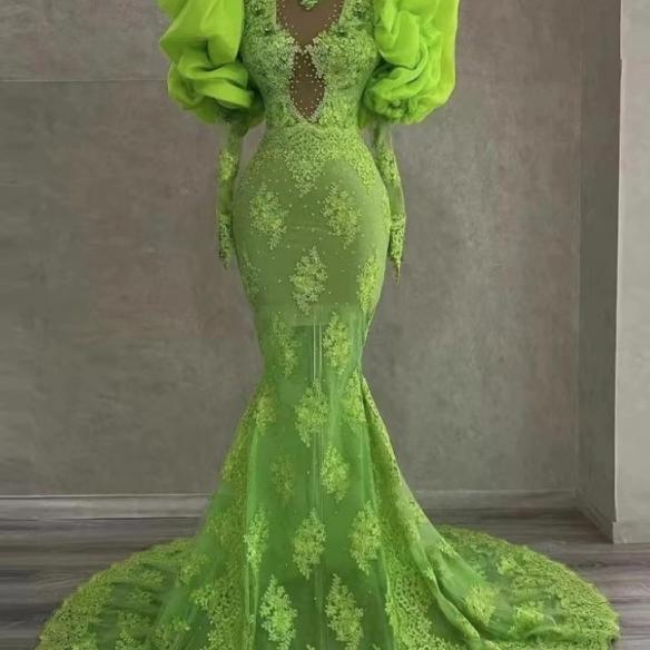 Fluorescent Green Customize Dress