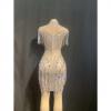 Nude Sleeveless Rhinestones Fringed Dress