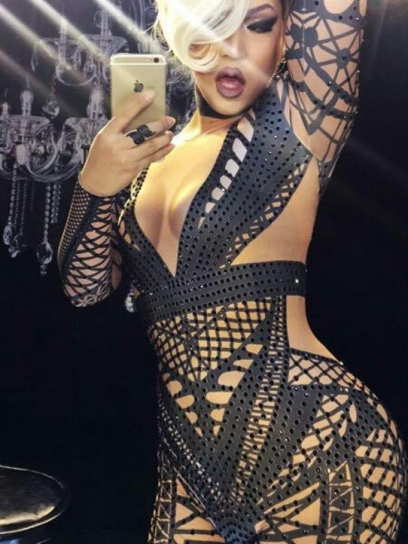 Black Pattern Drag Bodysuit