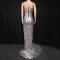 Sparkly Silver Sequin Long Fishtail Dress