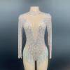 Skincolor Rhinestone Grid Leotard