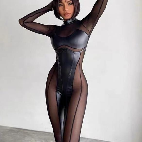 Black mesh bodysuit