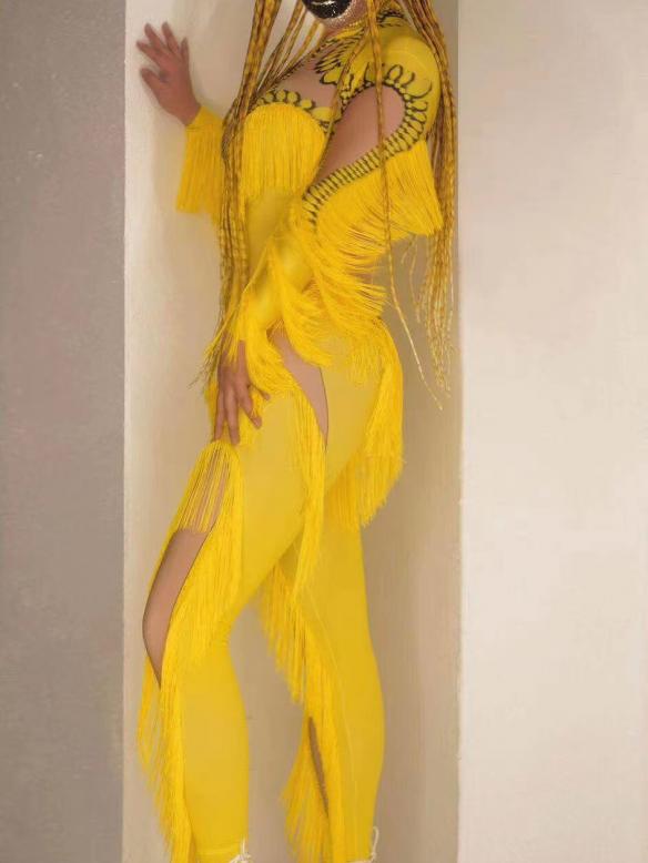 Yellow Tassel Bodysuit