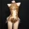 Golden Nude Crystallized Feather Leotard