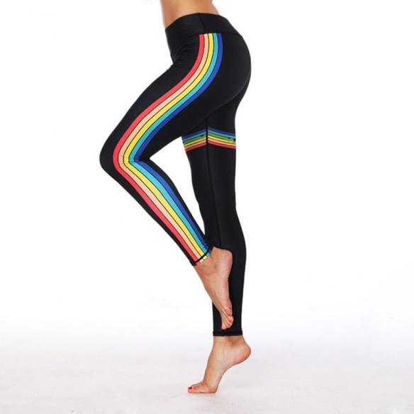 Rainbow Striped Gym Leggings