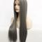 Long grey synthetic lace front drag wig