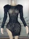 Full Black Rhinestone Dress