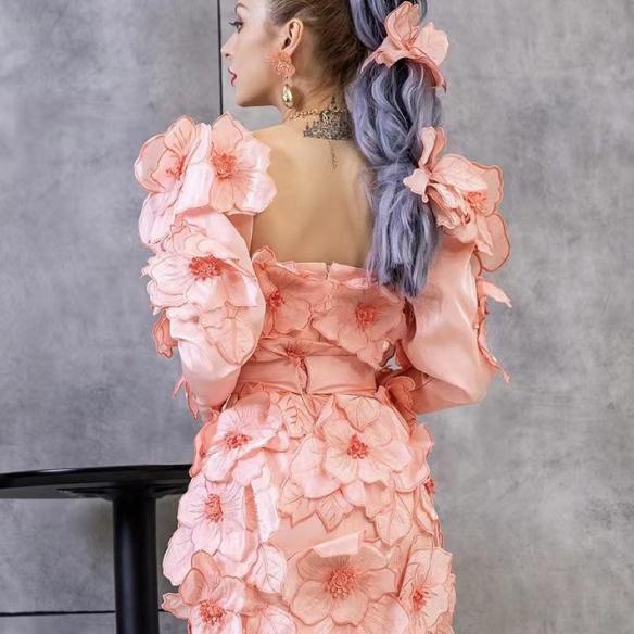 Customize Pink Flower Dress