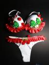 Red Christmas Bikini Suit( include hat & mesh dress)