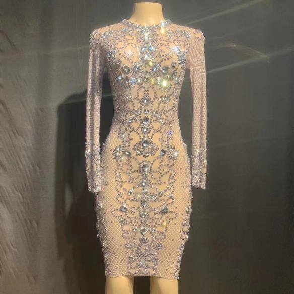 White Sparkly Rhinestone Short Dress