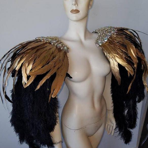 Golden Ostrich Feather Cape