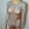 Nude Rhinestones Bodysuit