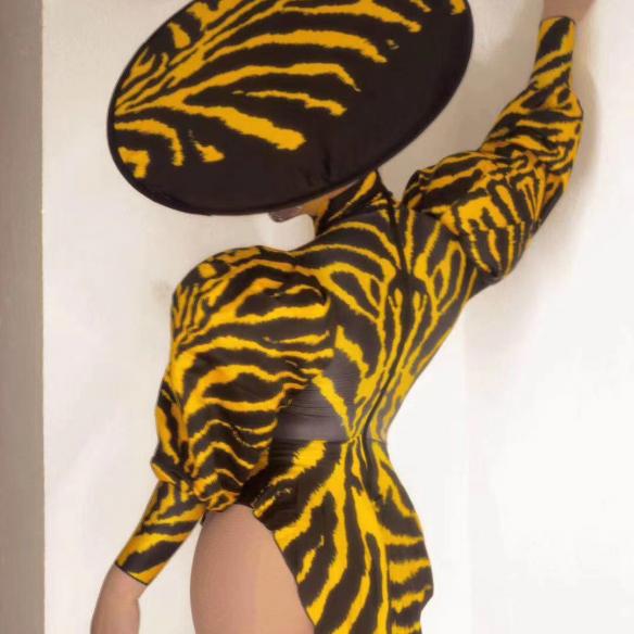 Leopard Print Leotard (include hat)