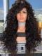 Natural black curly synthetic lace front wig