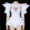 White Crystallised Rave Leotard Bodysuit