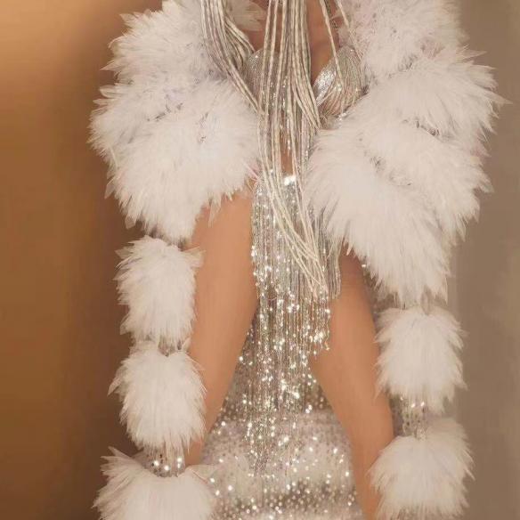 Long White Mesh Cloak