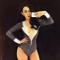 Black&Silver Rhinestones Nude Leotard