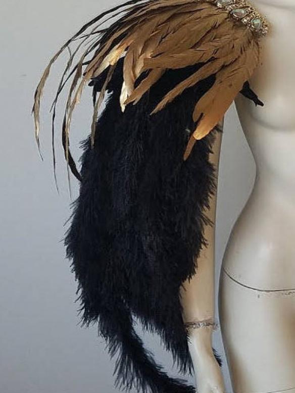 Golden Ostrich Feather Cape