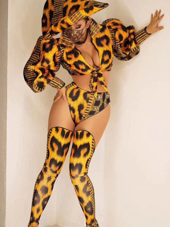 Full Set Leopard Print Suit (inlcude hat & foot cover)