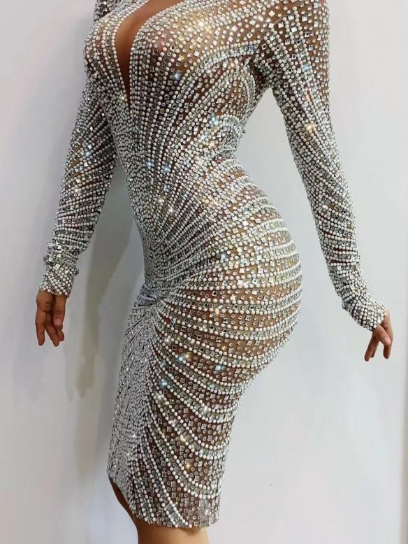 Custom Full Pearl & Rhinestone Dress