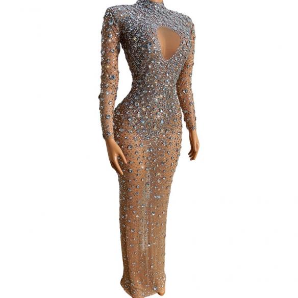 Full Diamond Transparent Sexy Drag Dress