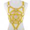 Yellow Harness Punk Adjustable Garter Belt Body Caged with Metal Chain Tassel