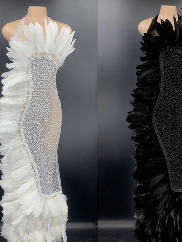 8 Colors Feather Bead Dress