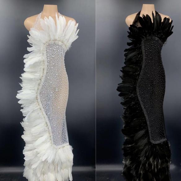 8 Colors Feather Bead Dress